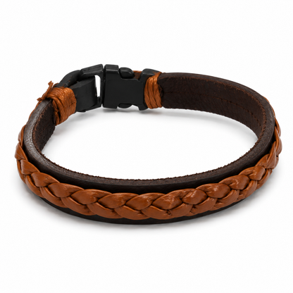 Men's Layered Leather Bracelet Set (Black & Brown)