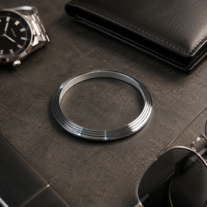 Stainless Steel Grooved Bangle Bracelet