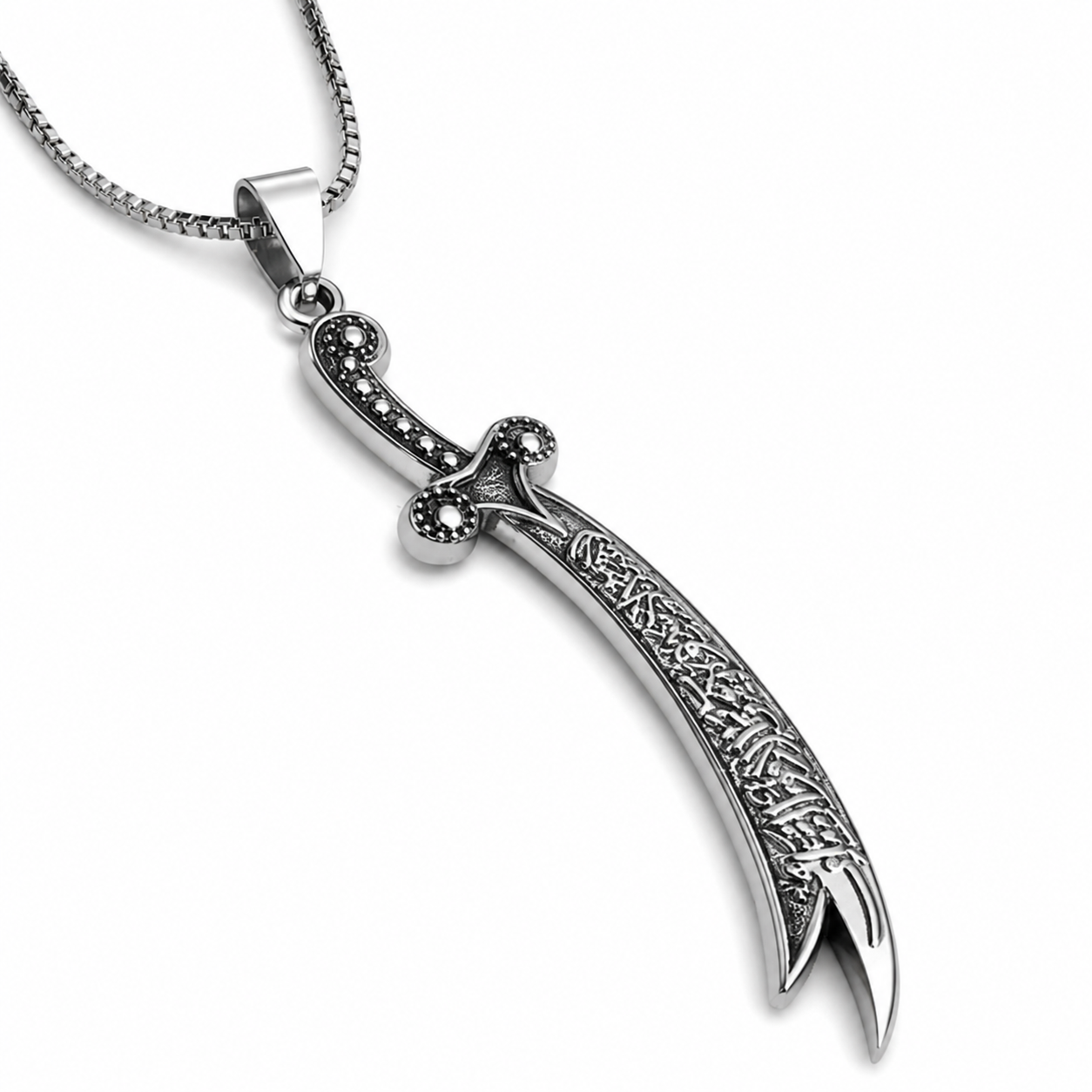 Silver Zulfiqar Sword Pendant Necklace
