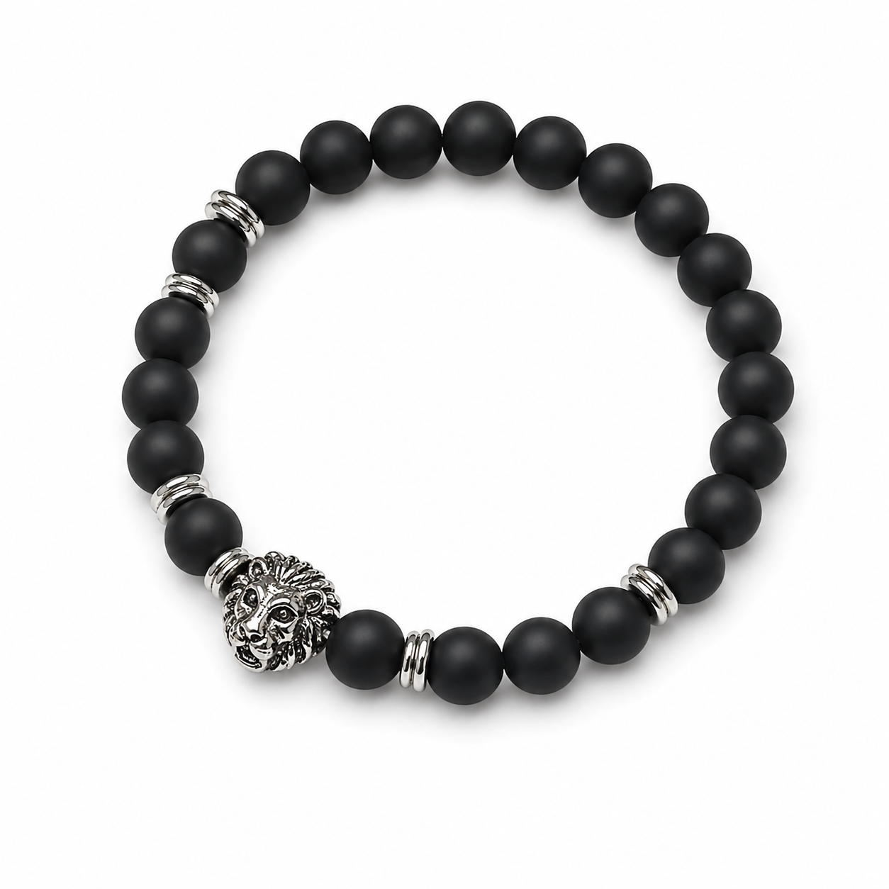 Black Beaded Lion Bracelet