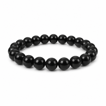 Black Beaded Bracelet – Glossy Round Beads