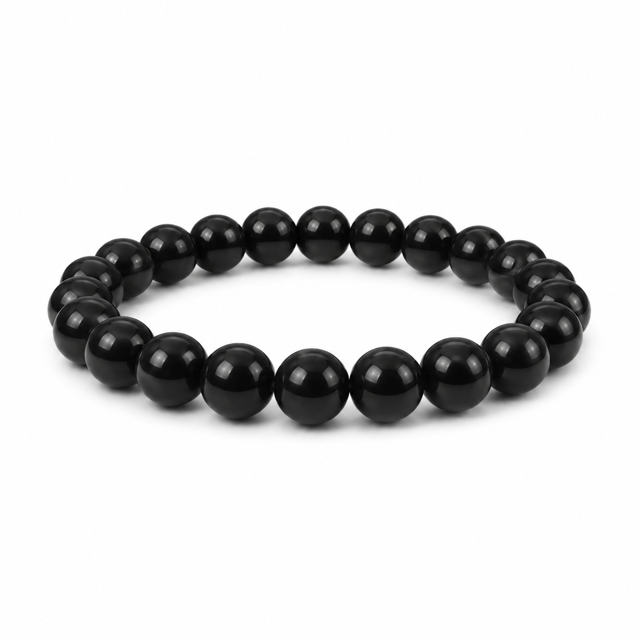 Brown Braided Leather + Black Beaded Bracelet