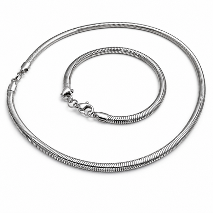 Men's Stainless Steel Snake Chain Set – Bracelet & Necklace Combo