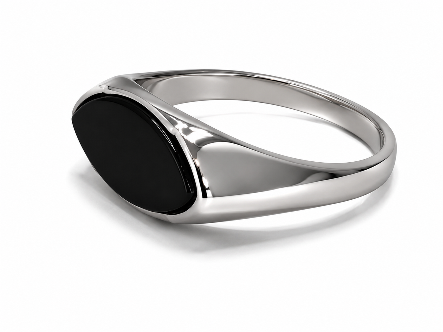 Men's Silver Stainless Steel Minimalist Oval Statement Ring