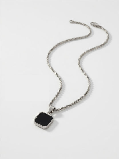 Black Square Locket Chain