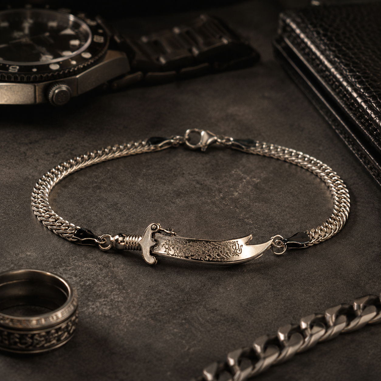 Silver Zulfiqar Sword Chain Bracelet