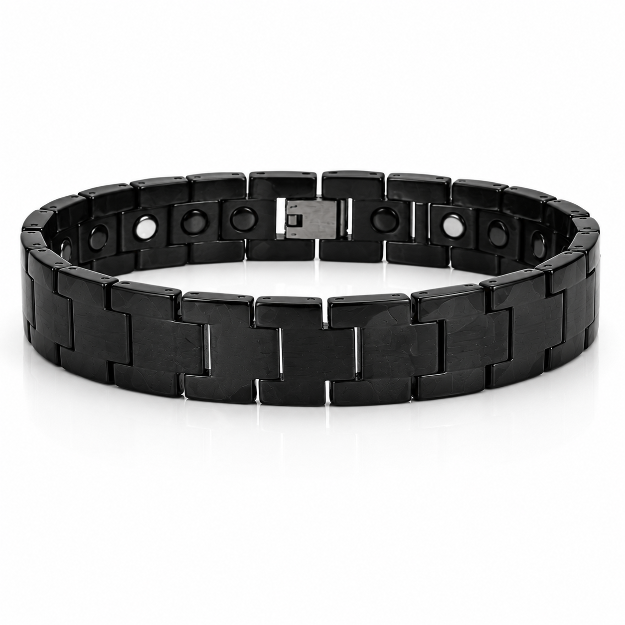 Men's Black Marble Stone Link Bracelet