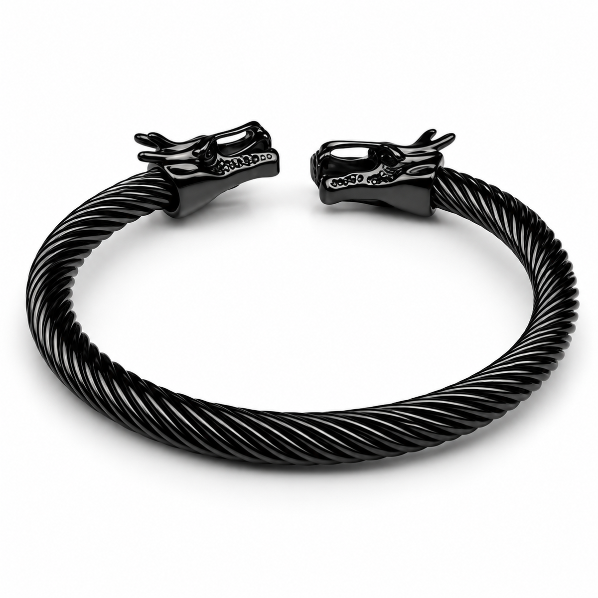 Men’s Stainless Steel Dragon Head Bracelet – Black & Silver