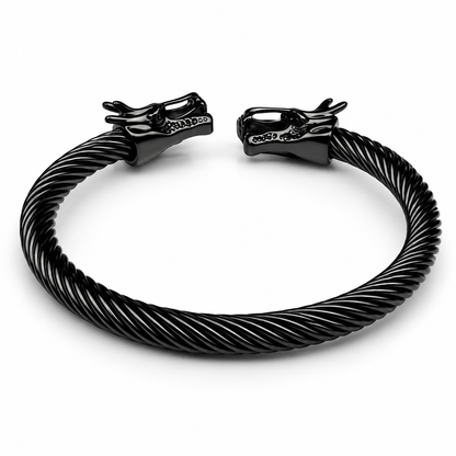 Men’s Stainless Steel Dragon Head Bracelet – Black & Silver
