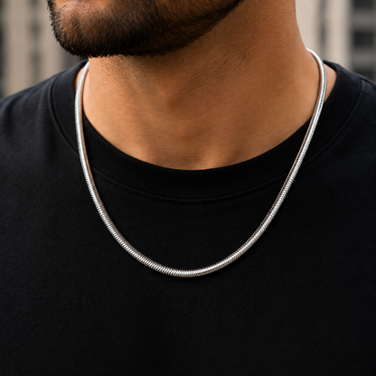 Men's Silver Stainless Steel Snake Chain Necklace