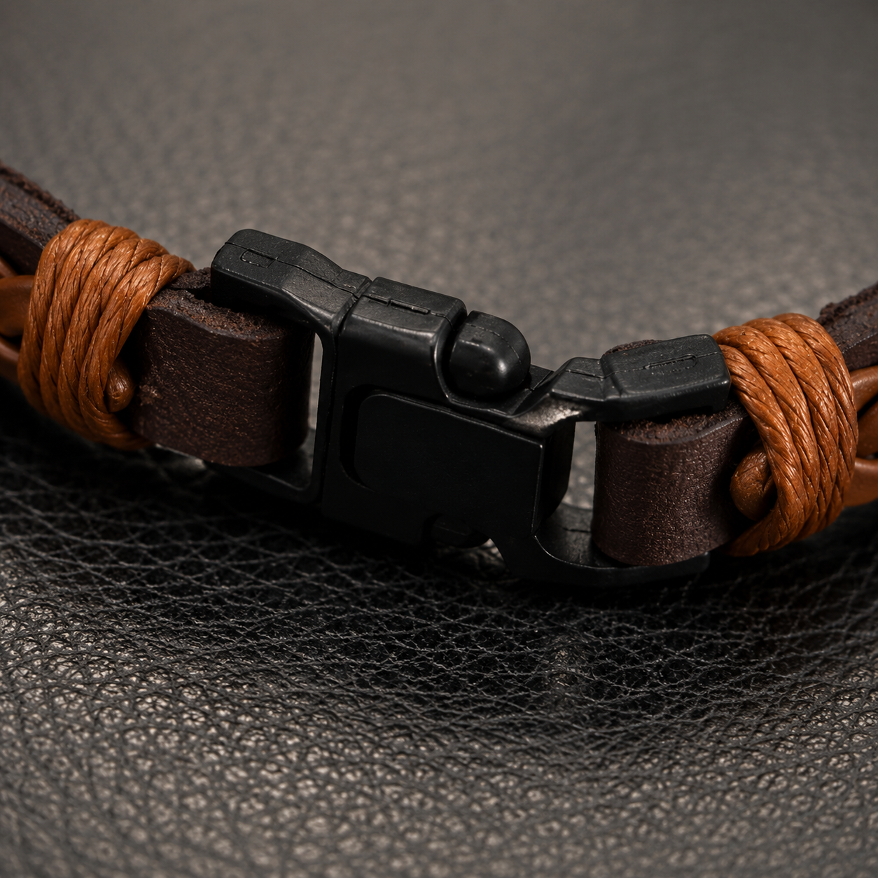 Men's Layered Leather Bracelet Set (Black & Brown)