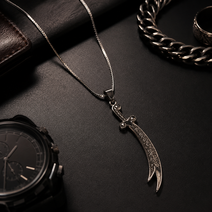 Silver Zulfiqar Sword Pendant Necklace