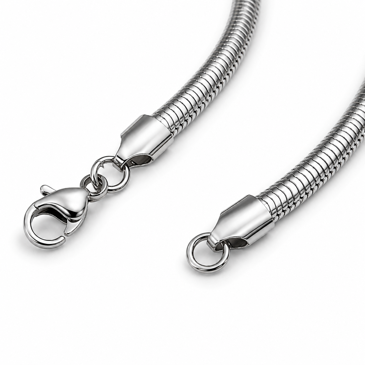 Men's Stainless Steel Snake Chain Set – Bracelet & Necklace Combo