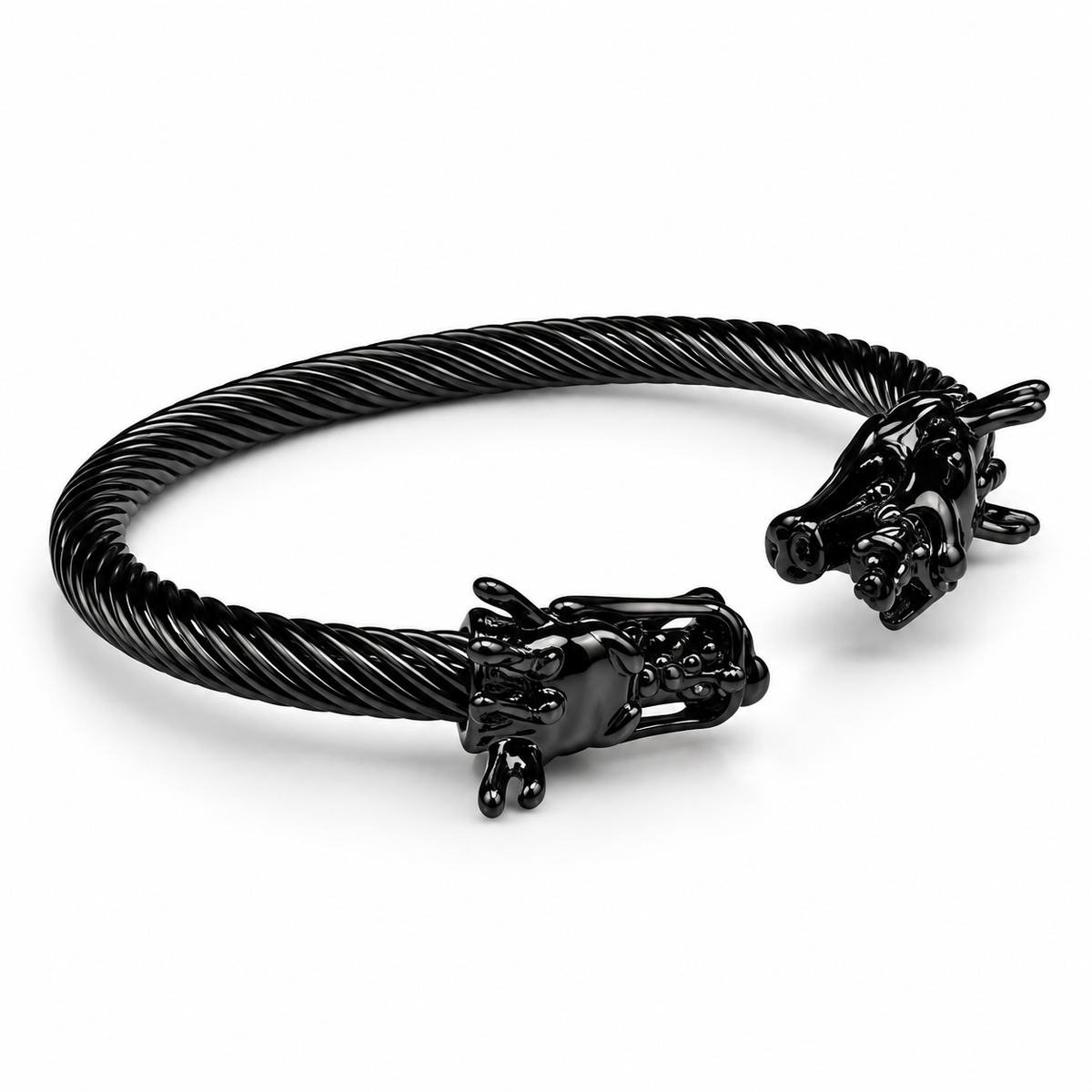 Men’s Stainless Steel Dragon Head Bracelet – Black & Silver