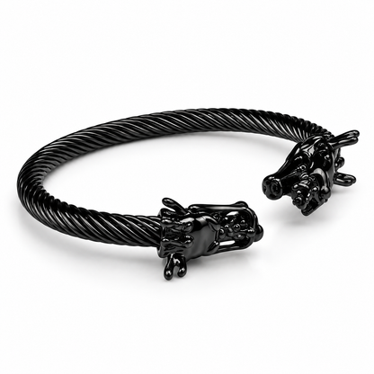 Men’s Stainless Steel Dragon Head Bracelet – Black & Silver