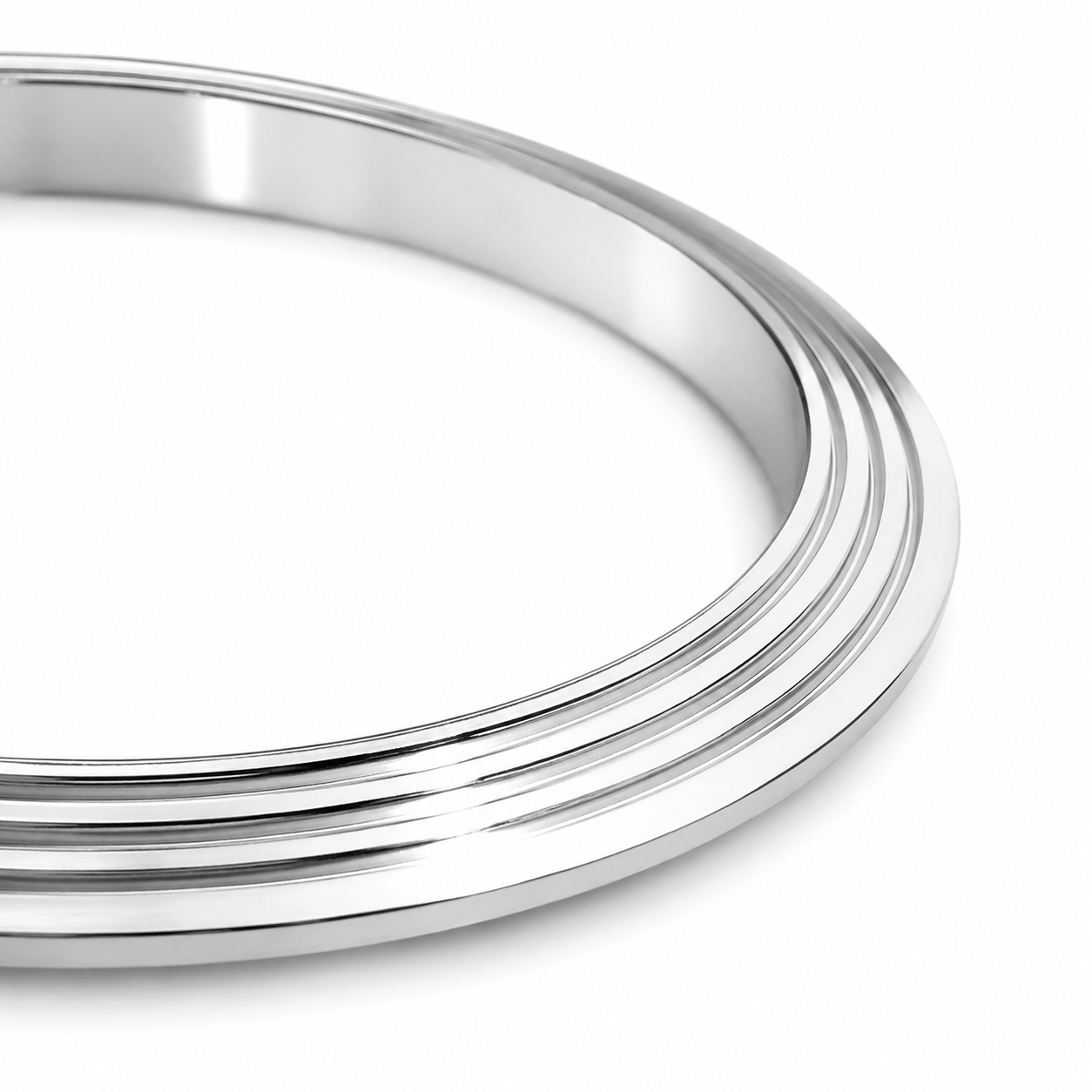Stainless Steel Grooved Bangle Bracelet