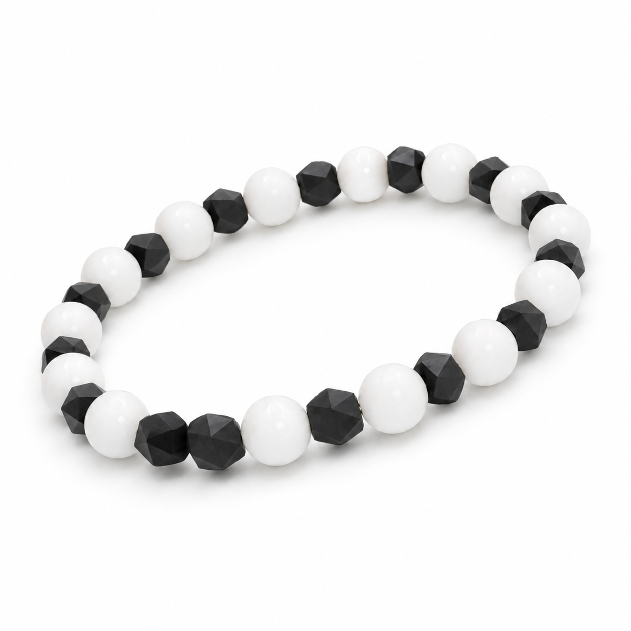 White Agate & Black Spinel Bracelet