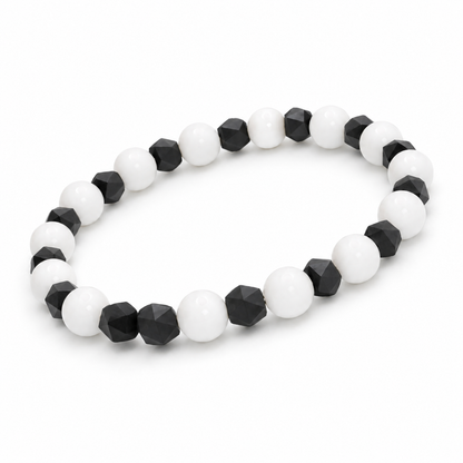 White Agate & Black Spinel Bracelet