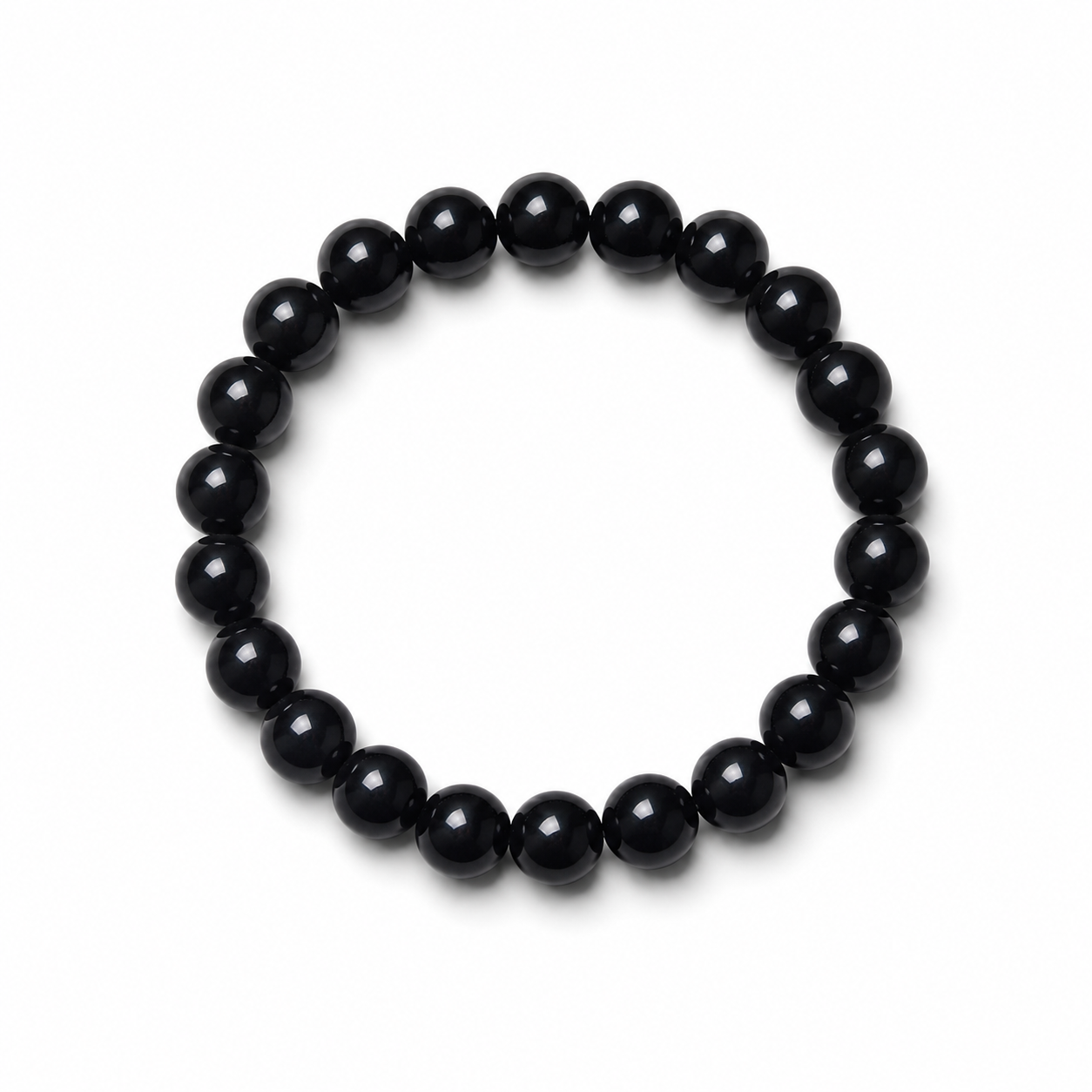 Black Beaded Bracelet – Glossy Round Beads