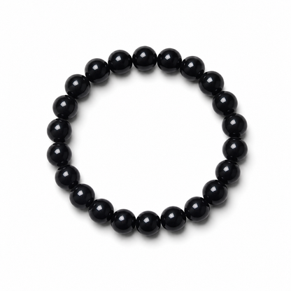 Black Beaded Bracelet – Glossy Round Beads