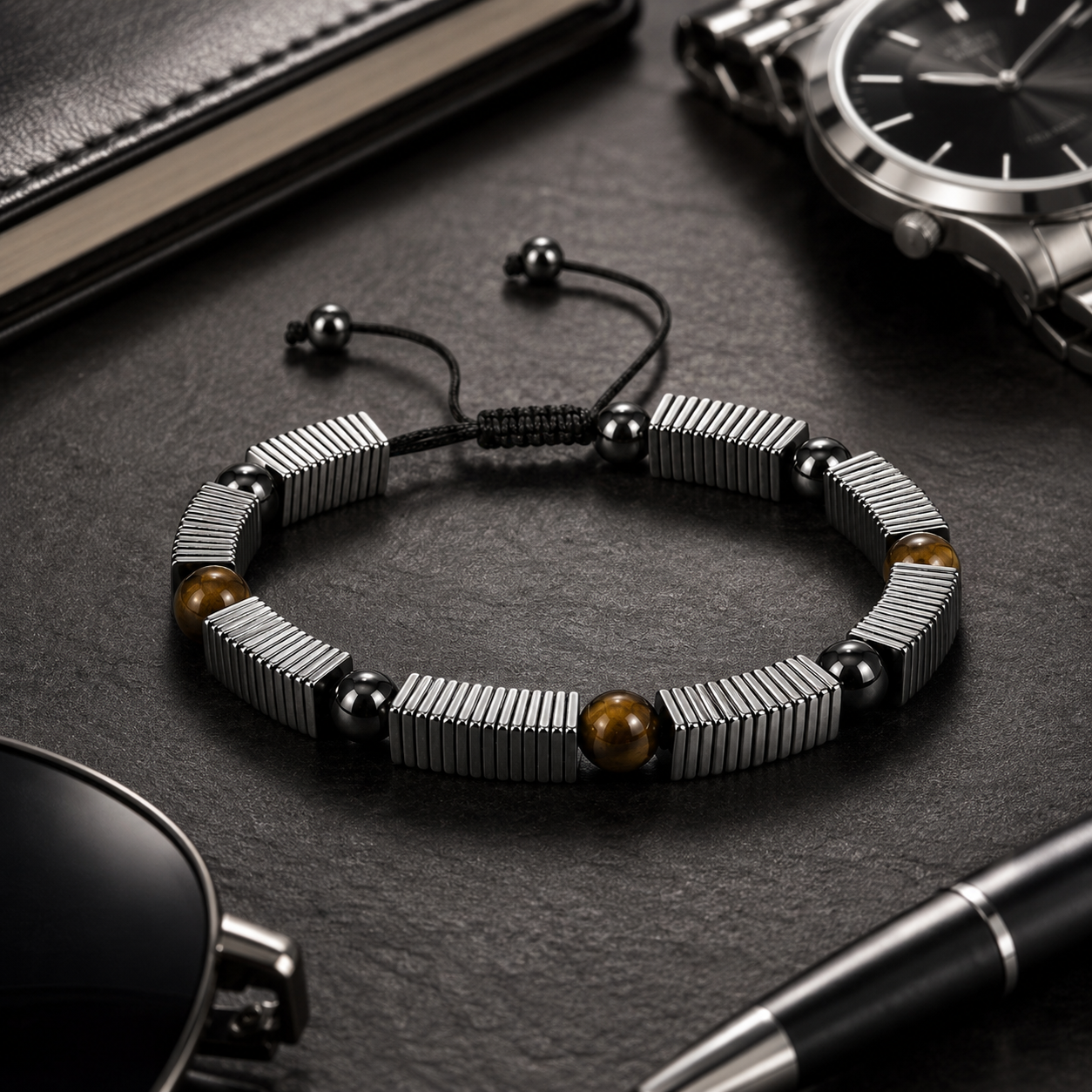 Men’s Stainless Steel Tiger Eye Bracelet