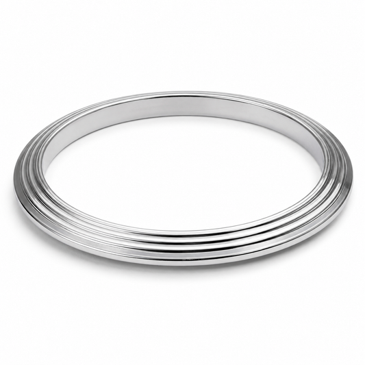 Stainless Steel Grooved Bangle Bracelet