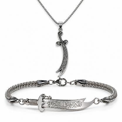 Silver Zulfiqar Duo Offer – Bracelet + Pendant Necklace