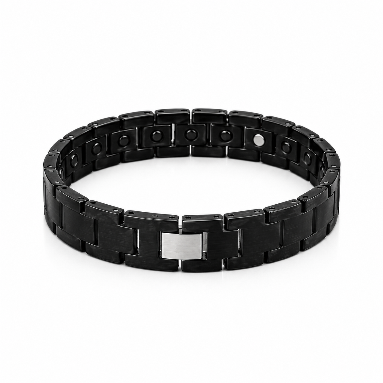 Men's Black Marble Stone Link Bracelet