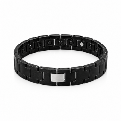 Men's Black Marble Stone Link Bracelet