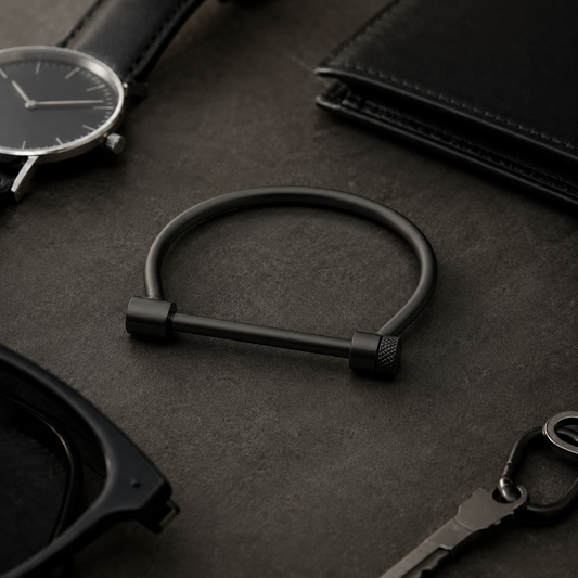 Screw Cuff Bracelet Combo – Silver & Matte Black