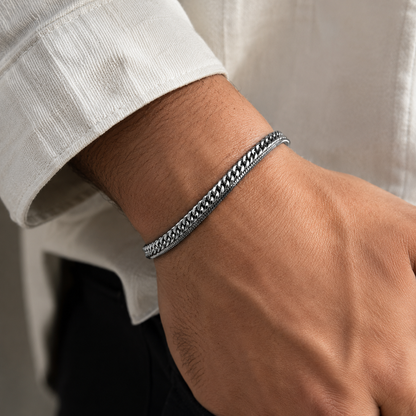 Stainless Steel Silver Double Chain Bracelet