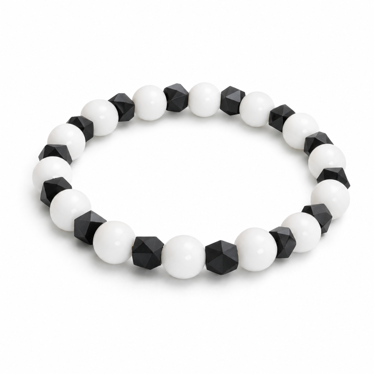 White Agate & Black Spinel Bracelet