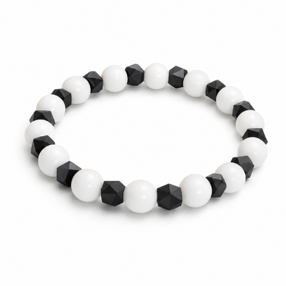 White Agate & Black Spinel Bracelet