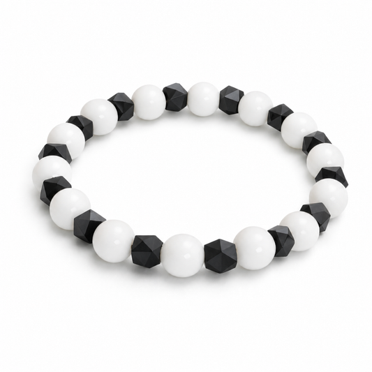 White Agate & Black Spinel Bracelet
