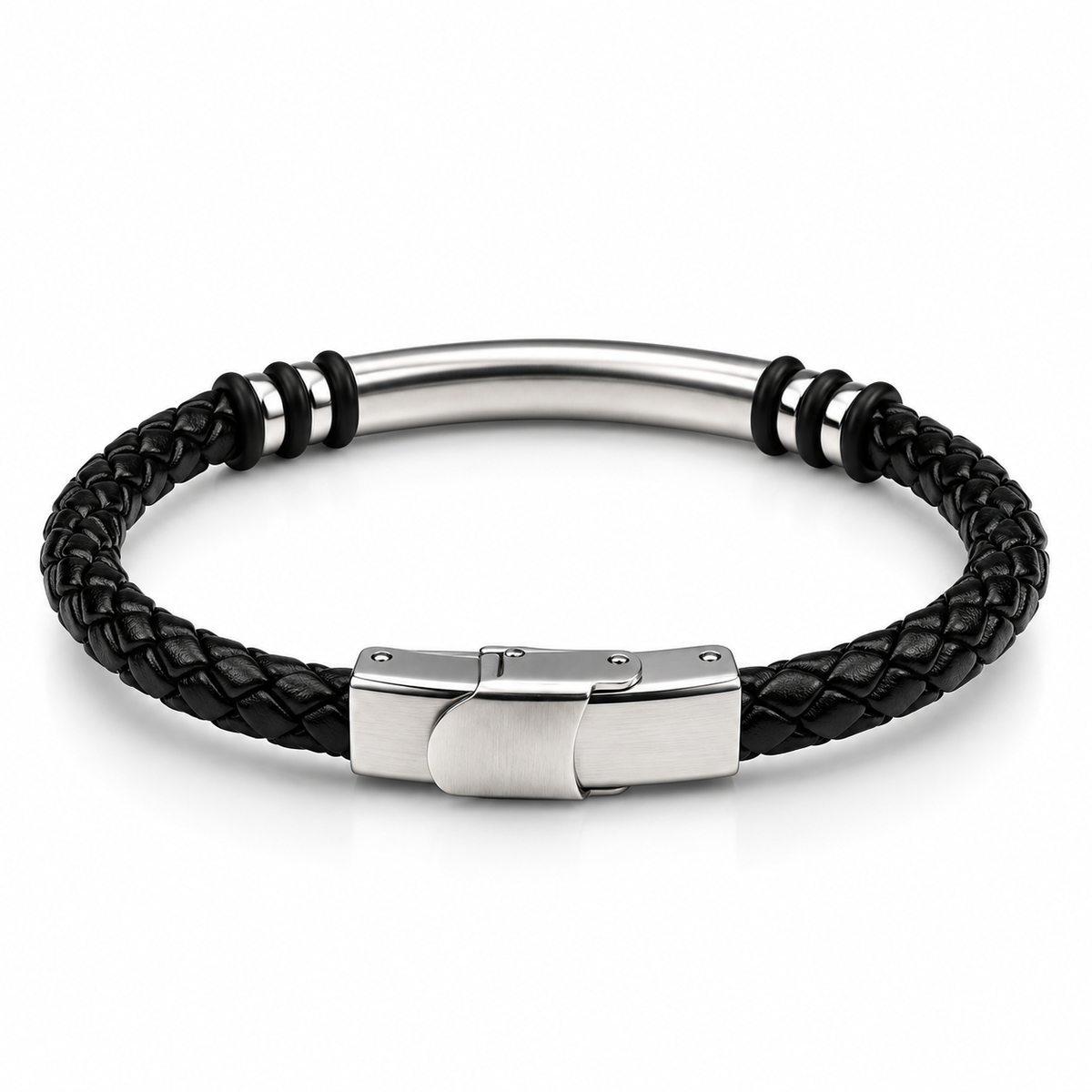 Black Braided Steel Bracelet