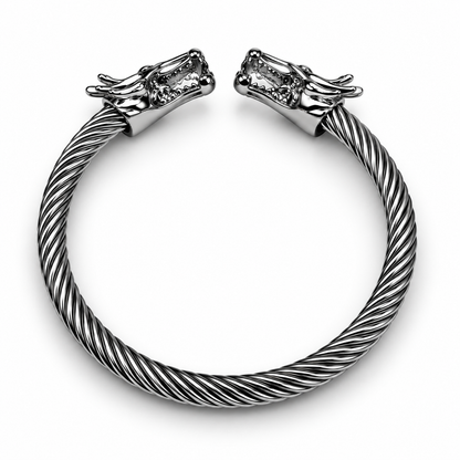 Men’s Stainless Steel Dragon Head Bracelet – Black & Silver