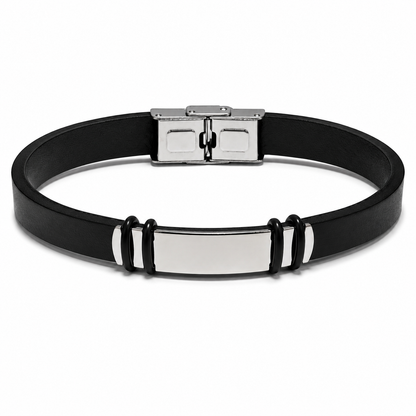 Minimalist Black Leather Wrist Band with Magnetic Clasp