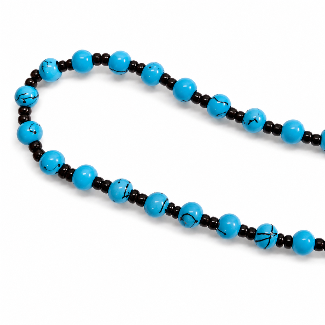 Turquoise Beaded Necklace – Black & Blue Bead Chain