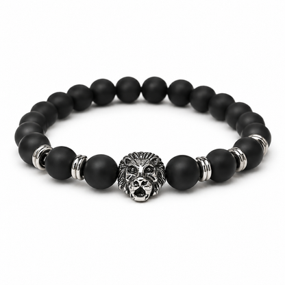 Black Beaded Lion Bracelet