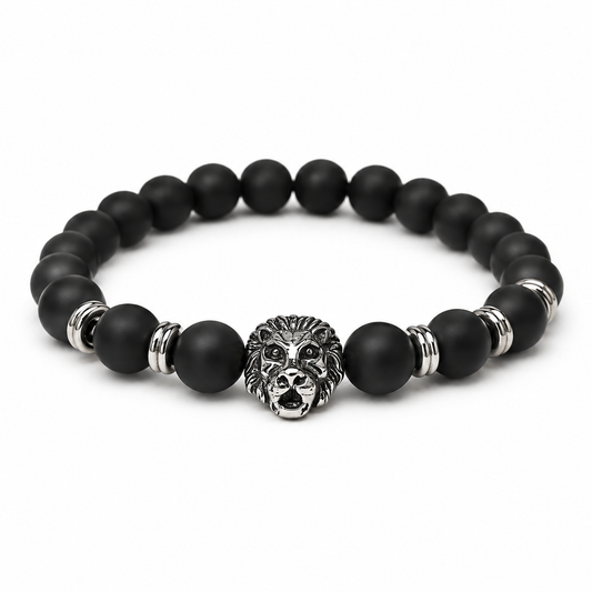 Black Beaded Lion Bracelet
