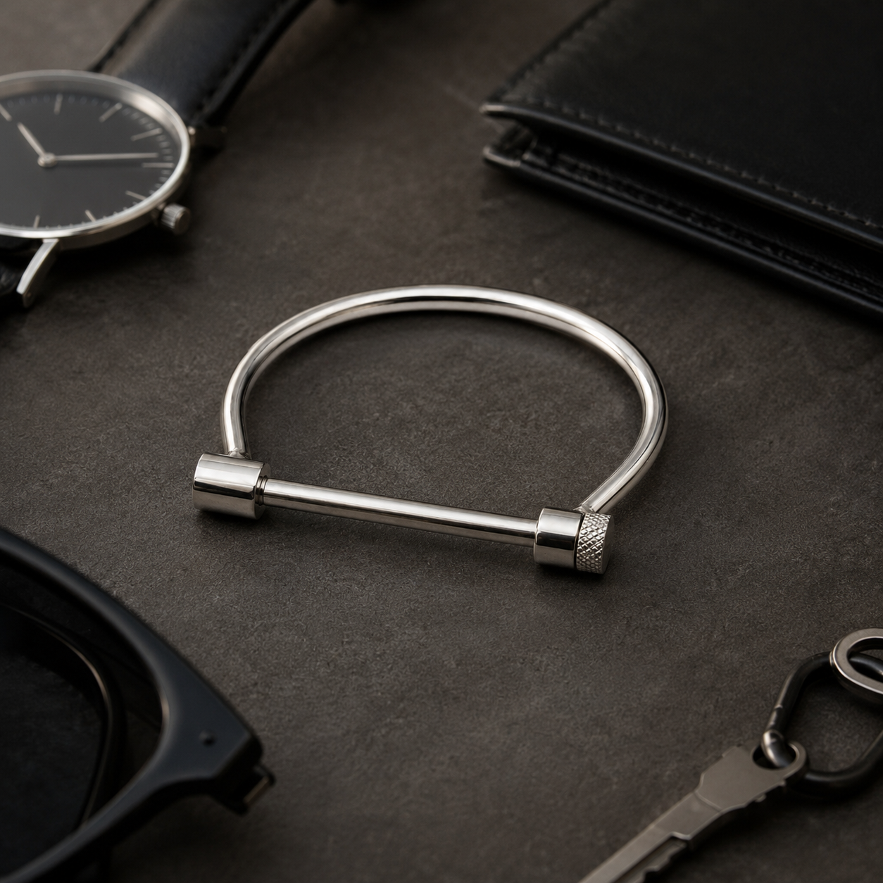 Men’s Stainless Steel Screw Cuff Bracelet
