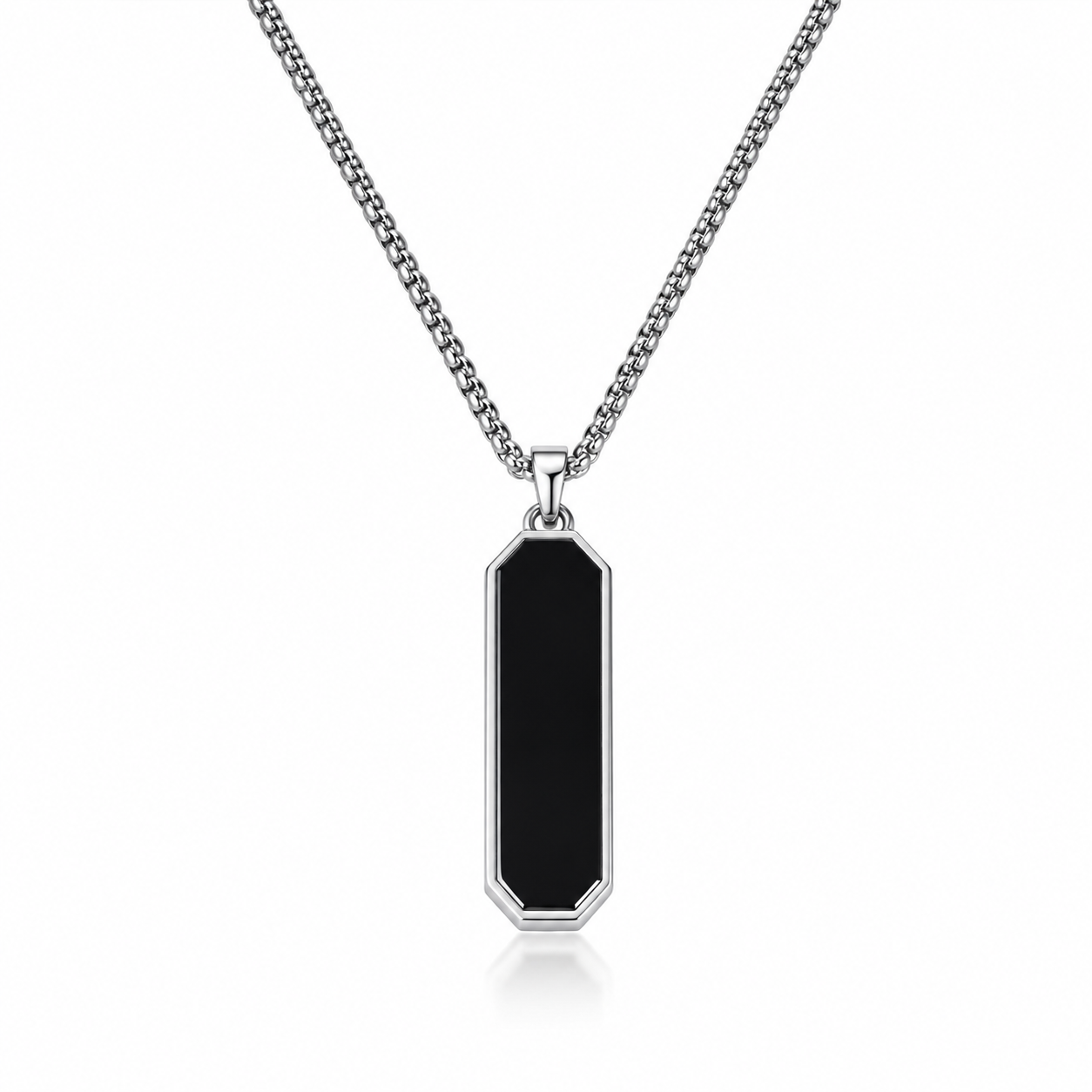Men's Black Bar Pendant Necklace