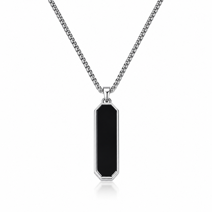 Men's Black Bar Pendant Necklace