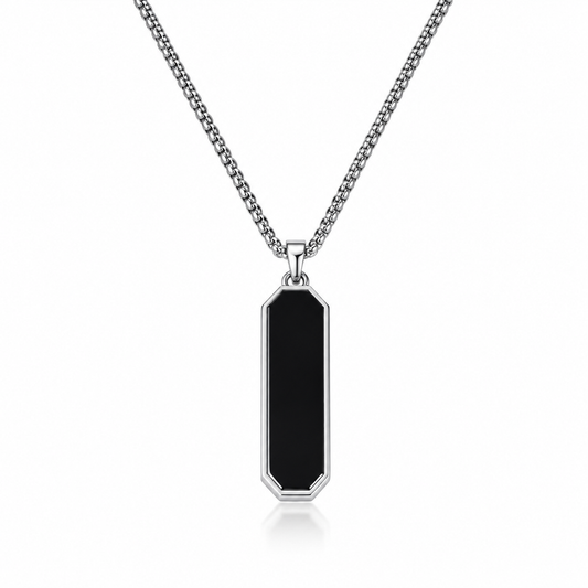 Men's Black Bar Pendant Necklace