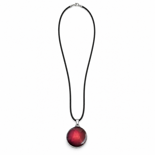 Red Stone Pendant Necklace with Black Cord
