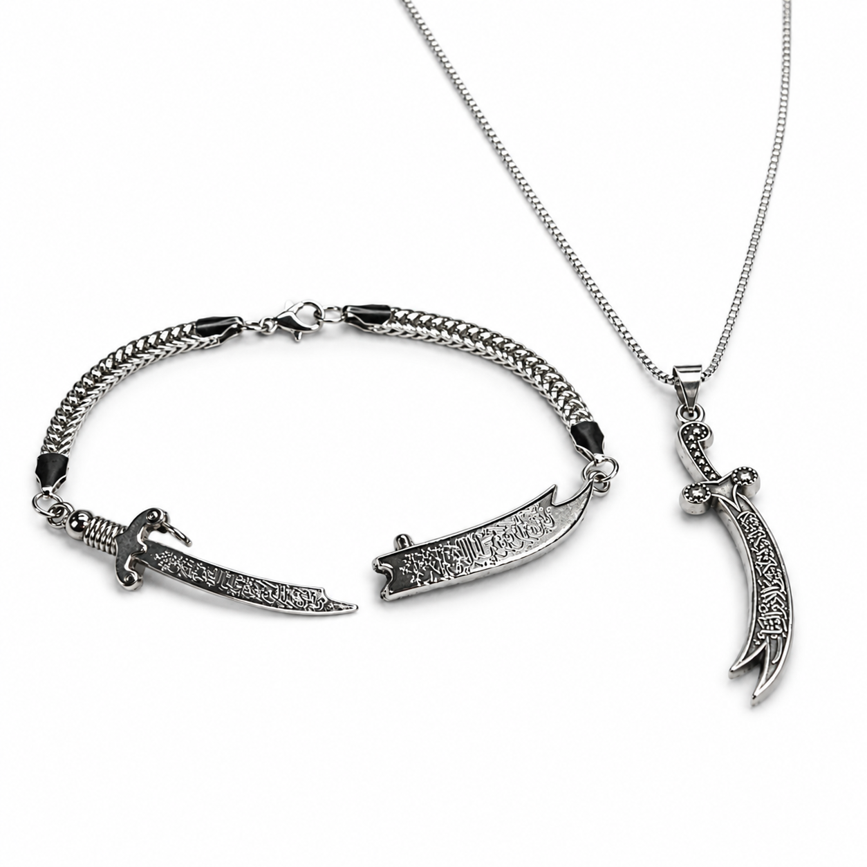 Silver Zulfiqar Duo Offer – Bracelet + Pendant Necklace
