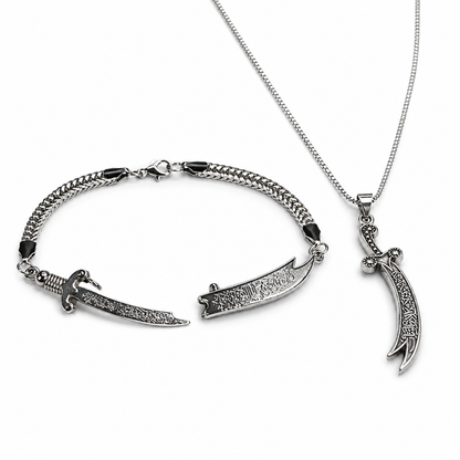 Silver Zulfiqar Duo Offer – Bracelet + Pendant Necklace