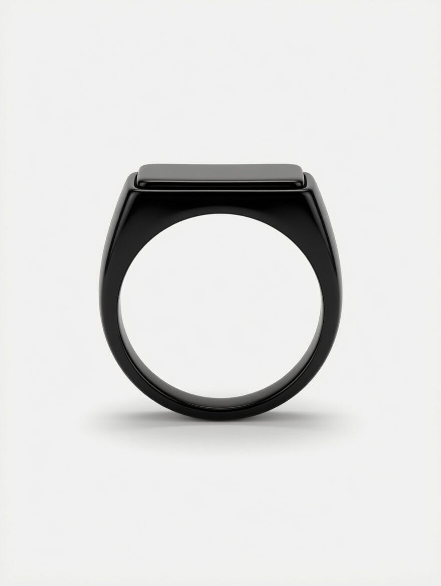 Midnight Black Signet Ring