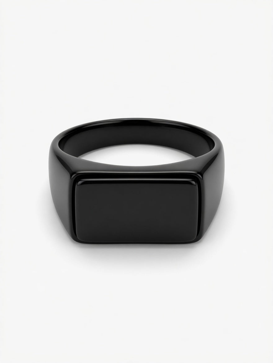 Midnight Black Signet Ring