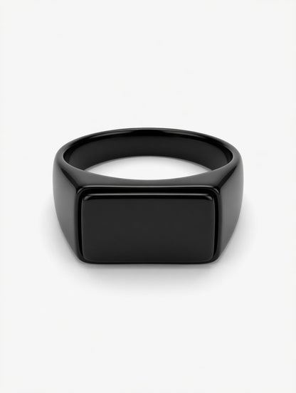 Midnight Black Signet Ring